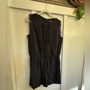 LOFT Black Romper with Lace Accents, EUC, Medium
